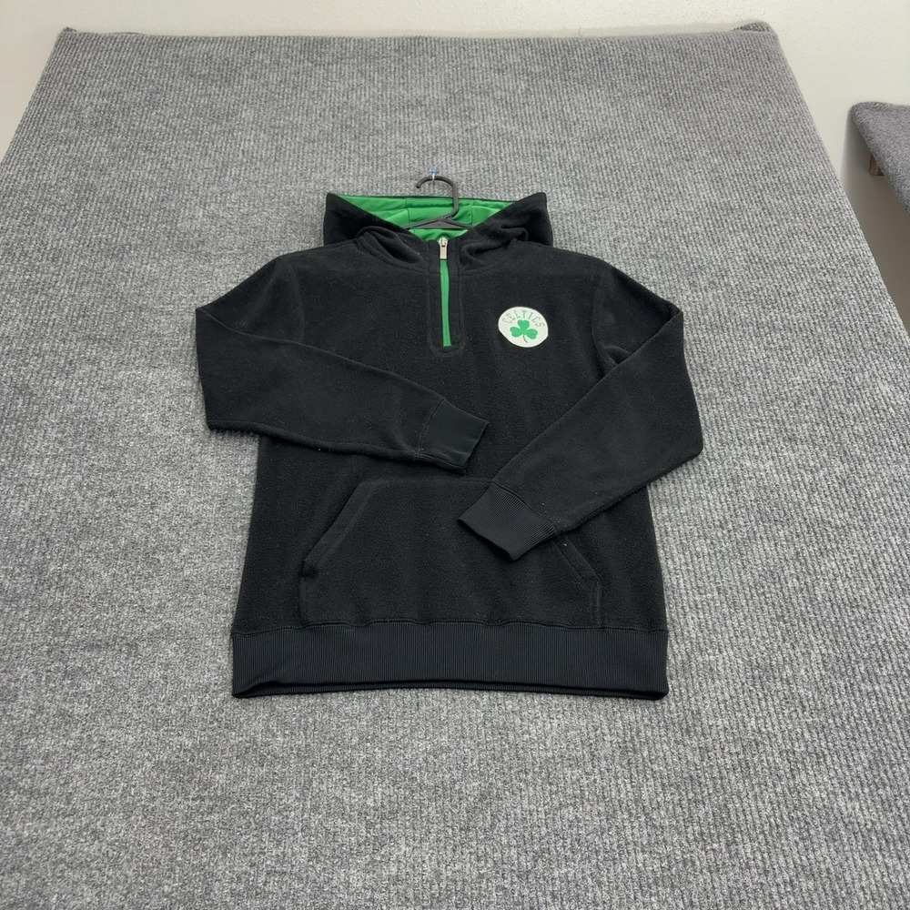 Boston Celtics NBA Hoodie Youth M Black Polyester Quarter Zip Fleece Athleisure